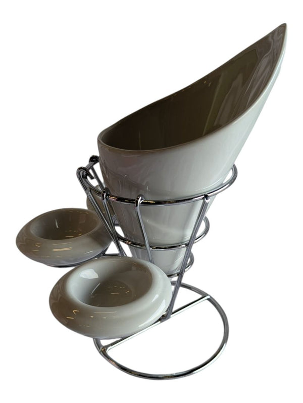 Entertaining Stuff Diner French Fry Stand with Ceramic Bowls – 2 Sets