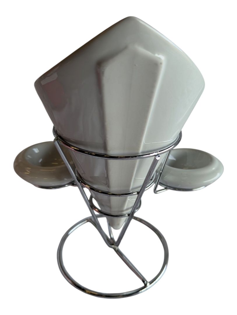 Entertaining Stuff Diner French Fry Stand with Ceramic Bowls – 2 Sets