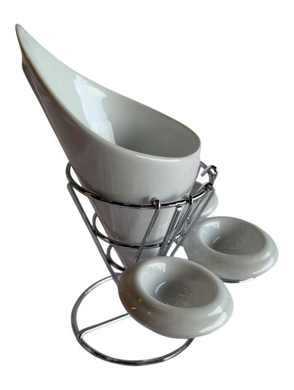 Entertaining Stuff Diner French Fry Stand with Ceramic Bowls – 2 Sets
