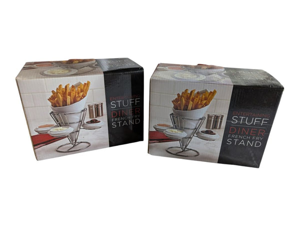 Entertaining Stuff Diner French Fry Stand with Ceramic Bowls – 2 Sets