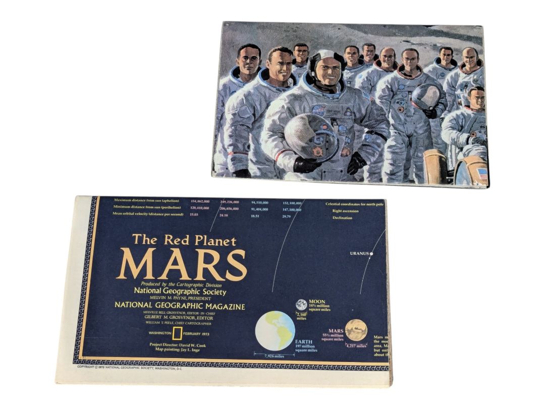 Vintage National Geographic Space Poster Set – Apollo & Mars