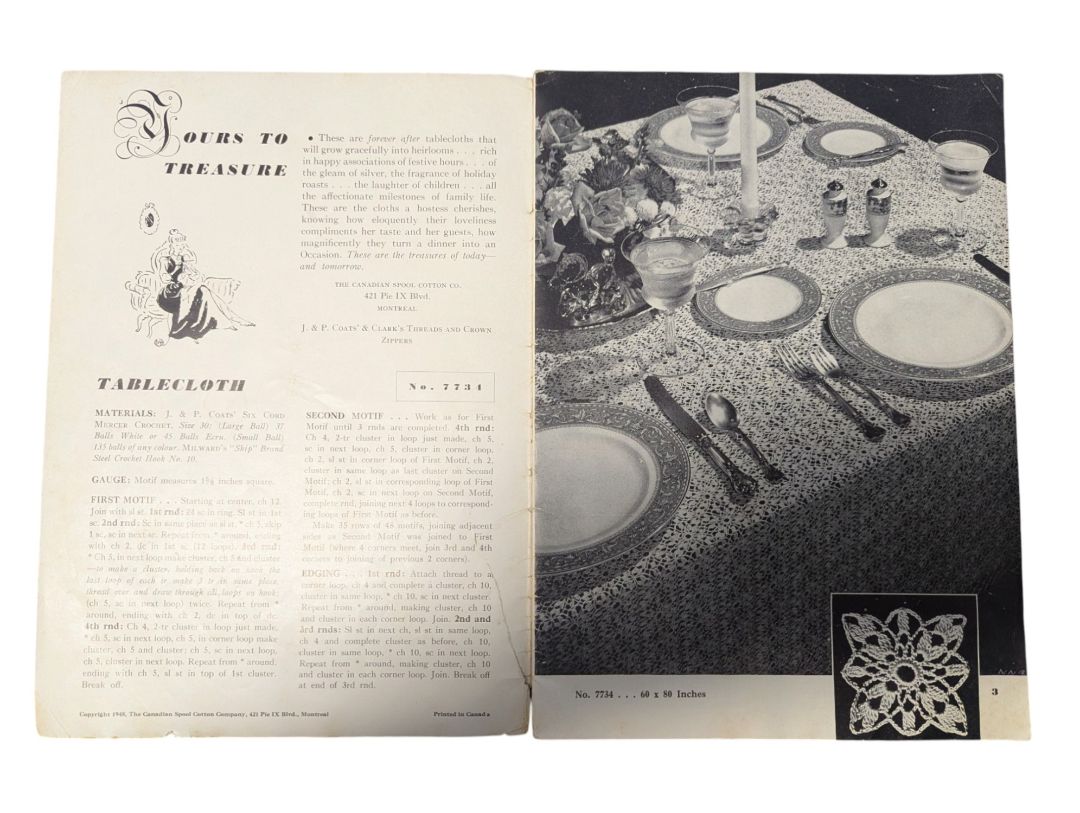 Vintage J. & P. Coats Tablecloths Crochet Book No. 4