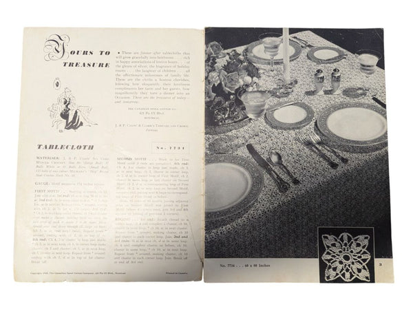 Vintage J. & P. Coats Tablecloths Crochet Book No. 4