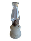 Vintage Queen Mary Milk Glass Oil Lamp with Glass Chimney