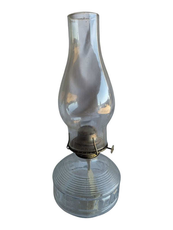 Vintage Clear Glass Oil Lamp with Chimney