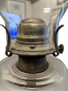 Vintage White Star Frosted Glass Oil Lamp with Chimney