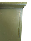 Vintage Olive Green Painted Wood Armoire Cabinet with Floral Stenciling