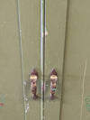 Vintage Olive Green Painted Wood Armoire Cabinet with Floral Stenciling