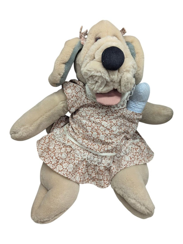 Vintage 1989 Ganz Bros Wrinkles Dog Hand Puppet
