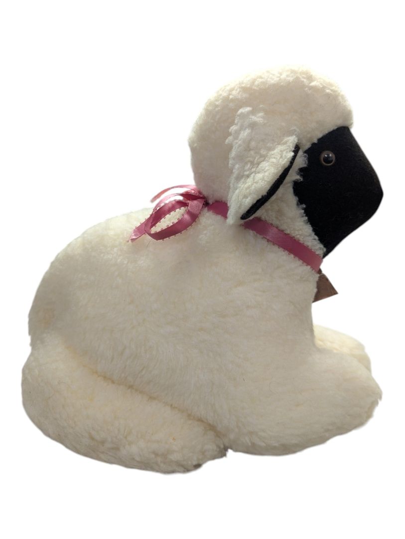 Black-Faced Sheep Plush with Pink Bell Collar