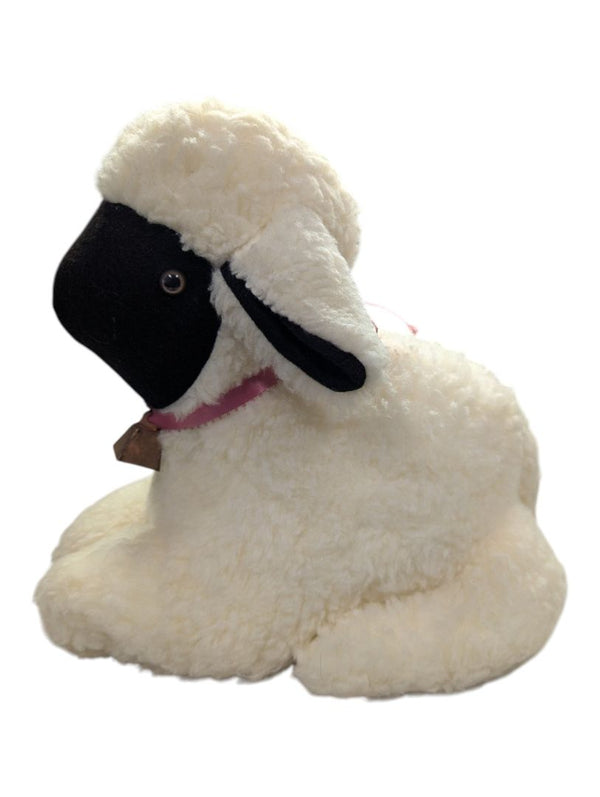 Black-Faced Sheep Plush with Pink Bell Collar