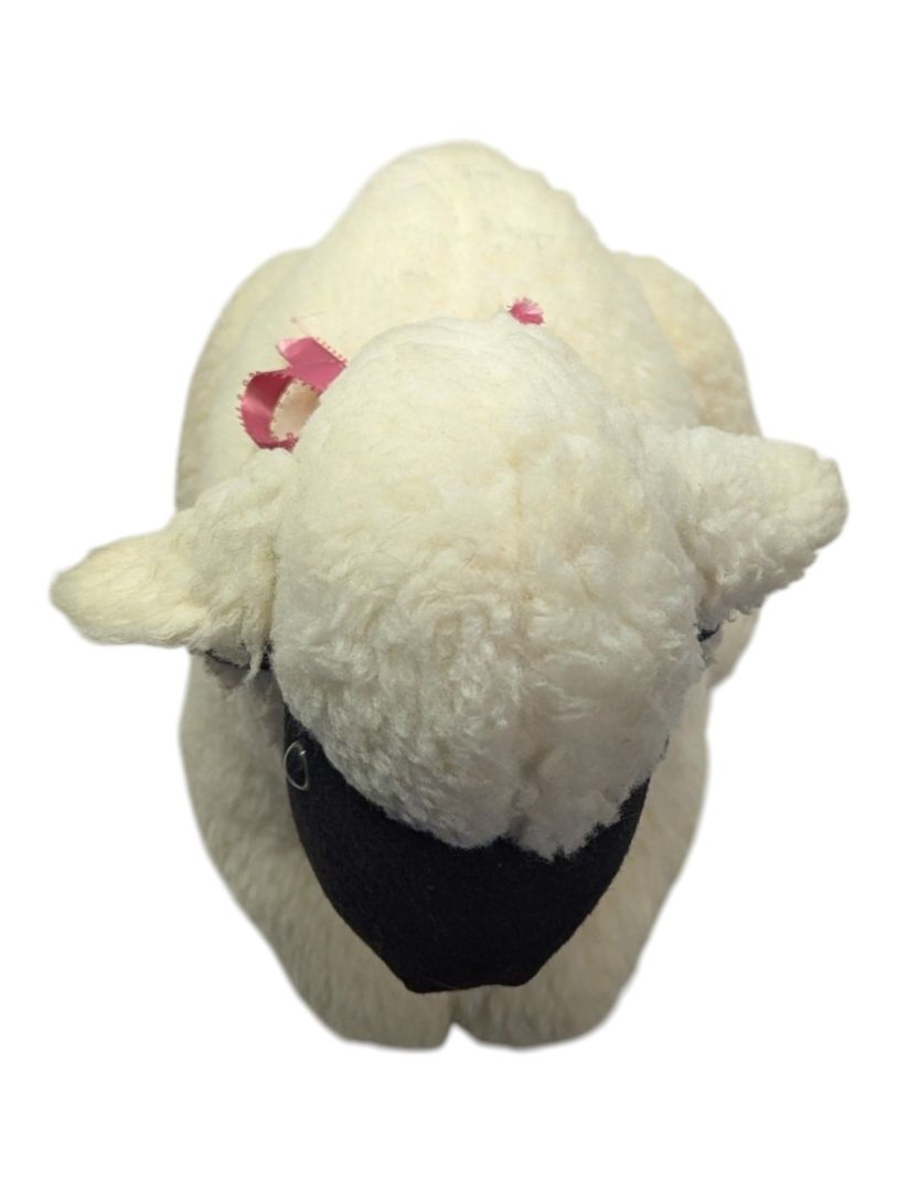 Black-Faced Sheep Plush with Pink Bell Collar
