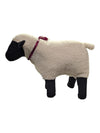 Black-Faced Sheep Plush with Burgundy Ribbon & Bell