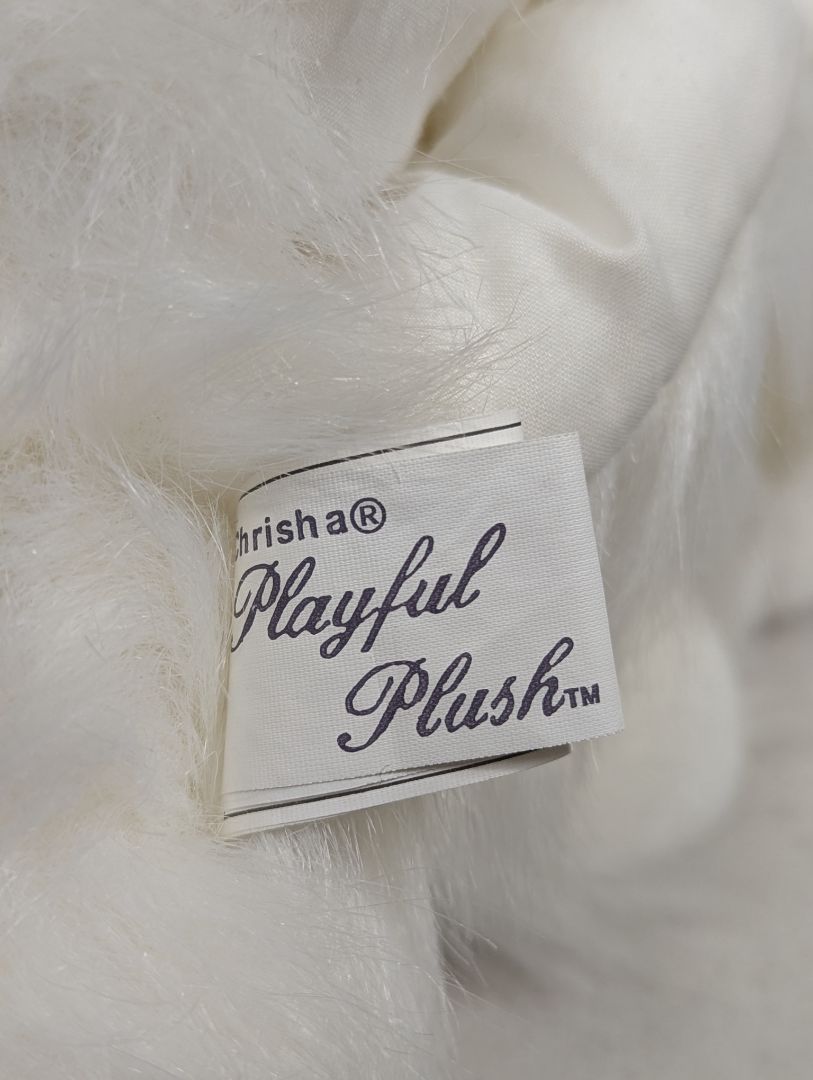 Vintage 1988 Chrisha Playful Plush White Cat