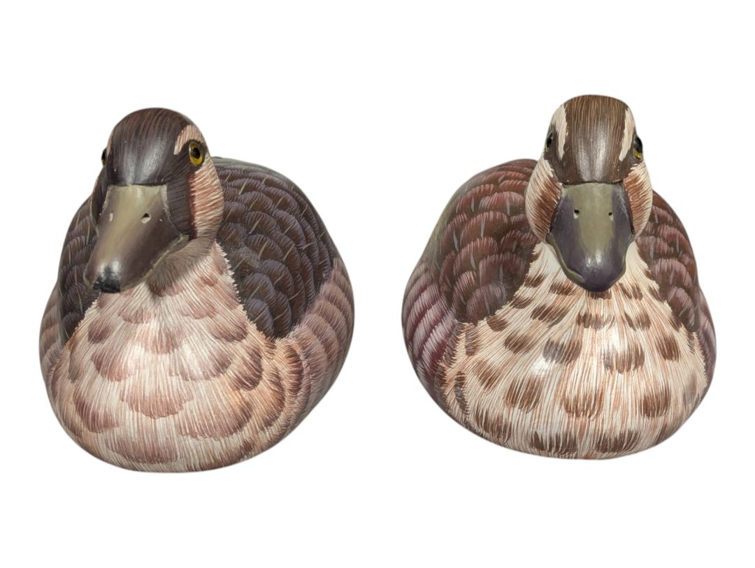 Pair of Hand-Painted Wooden Mallard Duck Decoys – Decorative Waterfowl
