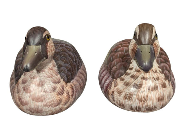 Pair of Hand-Painted Wooden Mallard Duck Decoys – Decorative Waterfowl