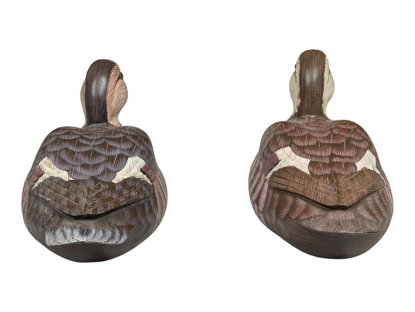 Pair of Hand-Painted Wooden Mallard Duck Decoys – Decorative Waterfowl