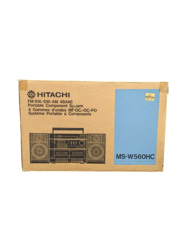 Vintage Hitachi MS-W560HC Dual Cassette Stereo Boombox Radio with Speakers