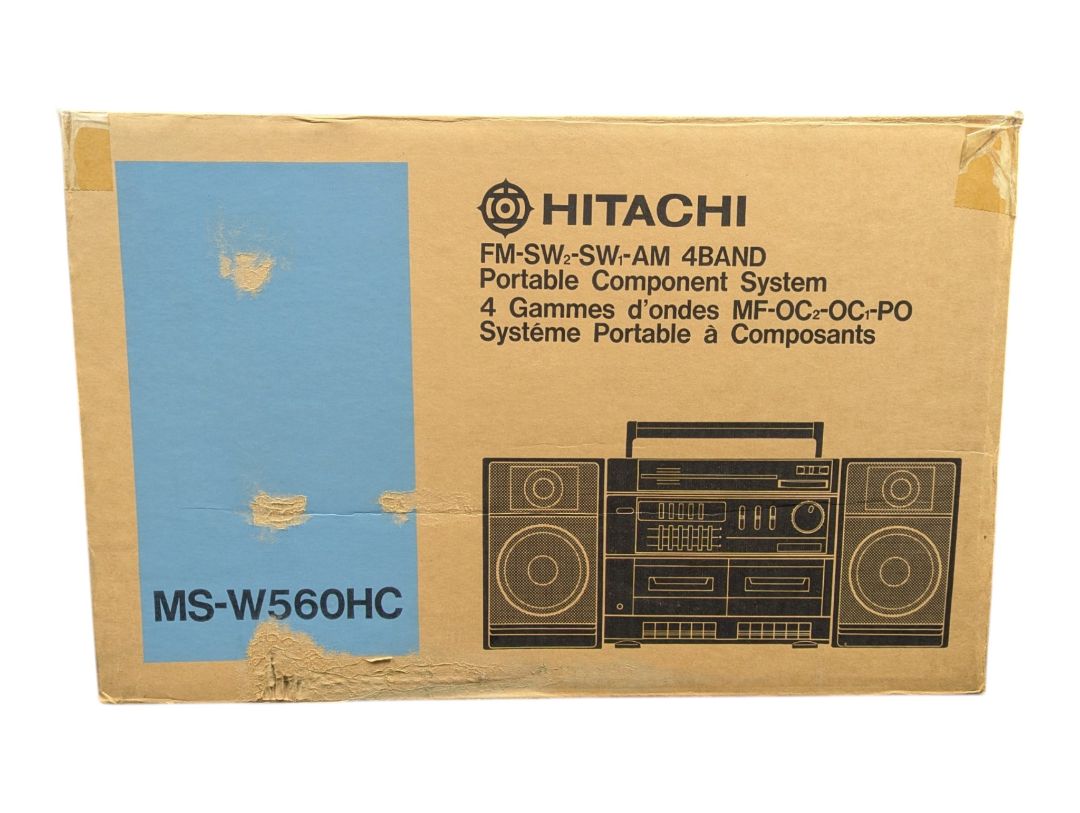 Vintage Hitachi MS-W560HC Dual Cassette Stereo Boombox Radio with Speakers