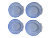 Set of 4 Blue Opalescent Glass Seashell Bowls