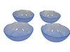 Set of 4 Blue Opalescent Glass Seashell Bowls