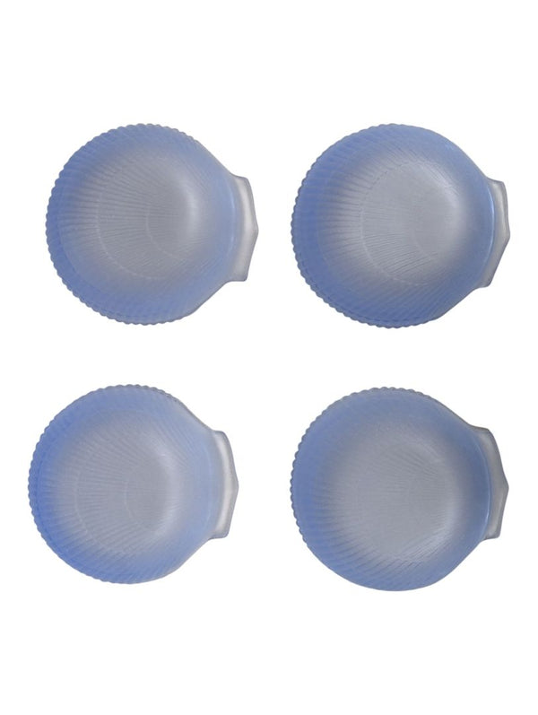 Set of 4 Blue Opalescent Glass Seashell Bowls
