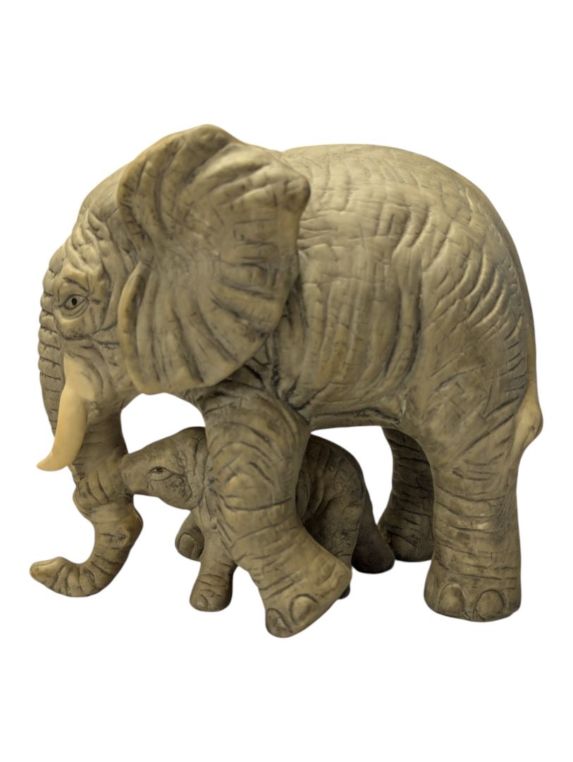 African Elephant & Calf Figurine – Wildlife Sculpture
