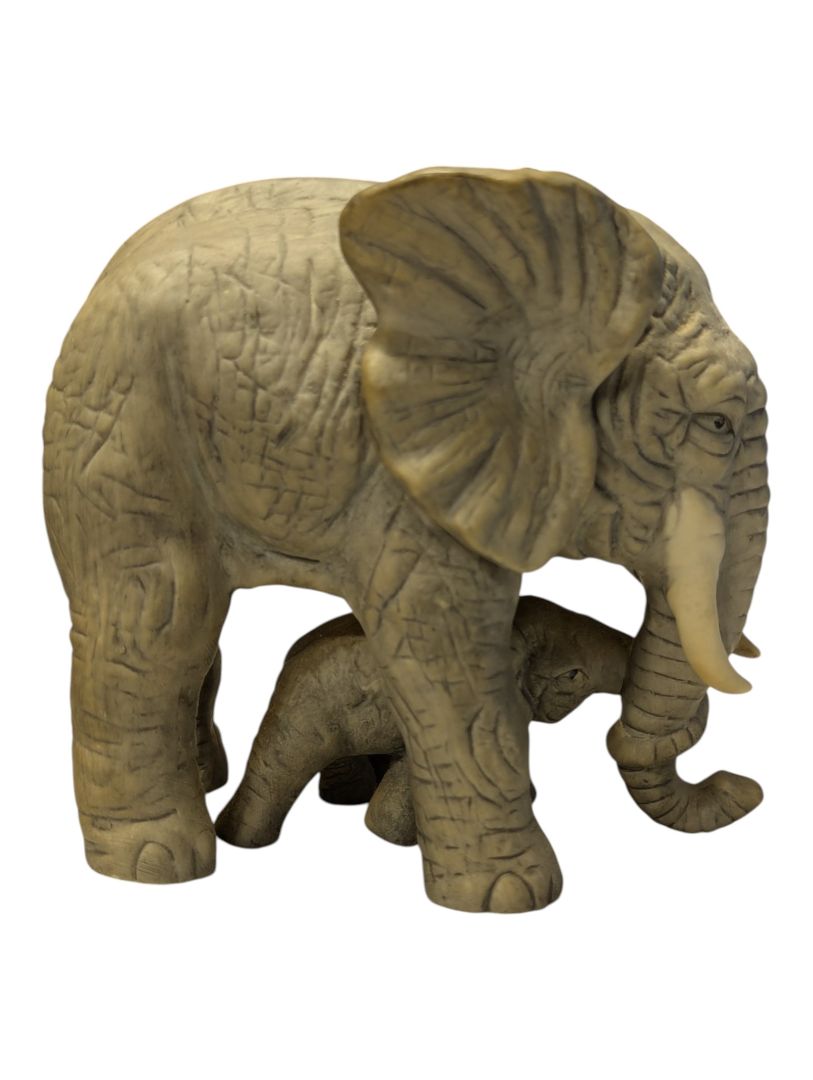 African Elephant & Calf Figurine – Wildlife Sculpture