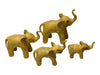 Set of 4 Hand-Carved Wooden Elephant Figurines