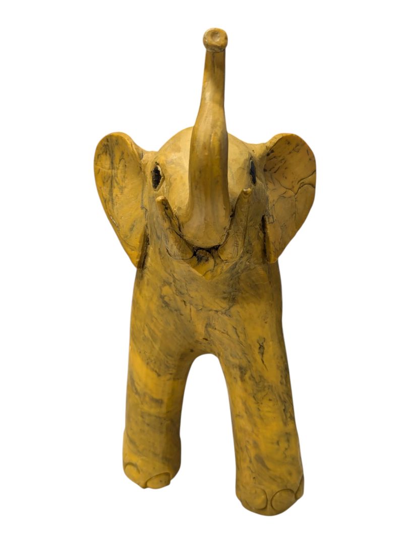 Set of 4 Hand-Carved Wooden Elephant Figurines
