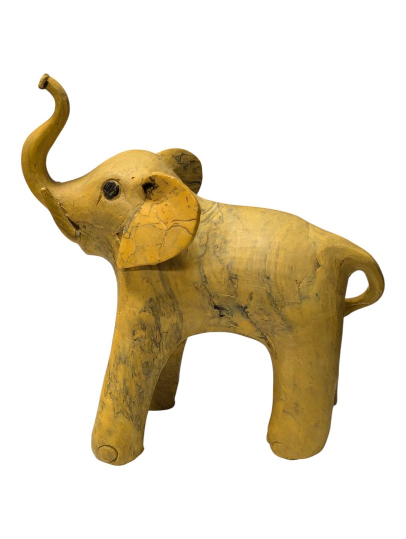 Set of 4 Hand-Carved Wooden Elephant Figurines