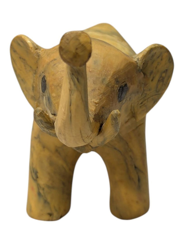 Set of 4 Hand-Carved Wooden Elephant Figurines