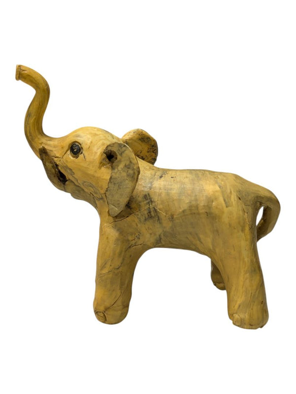 Set of 4 Hand-Carved Wooden Elephant Figurines
