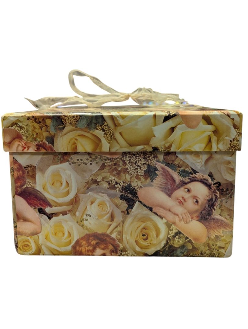 1999 Cherub Angels & Cream Roses Decorative Gift Box