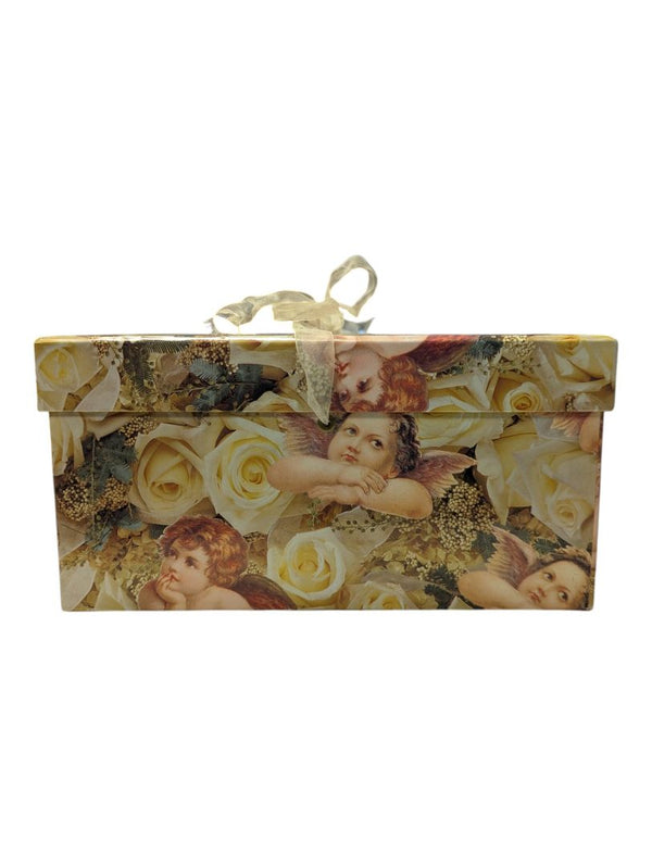 1999 Cherub Angels & Cream Roses Decorative Gift Box