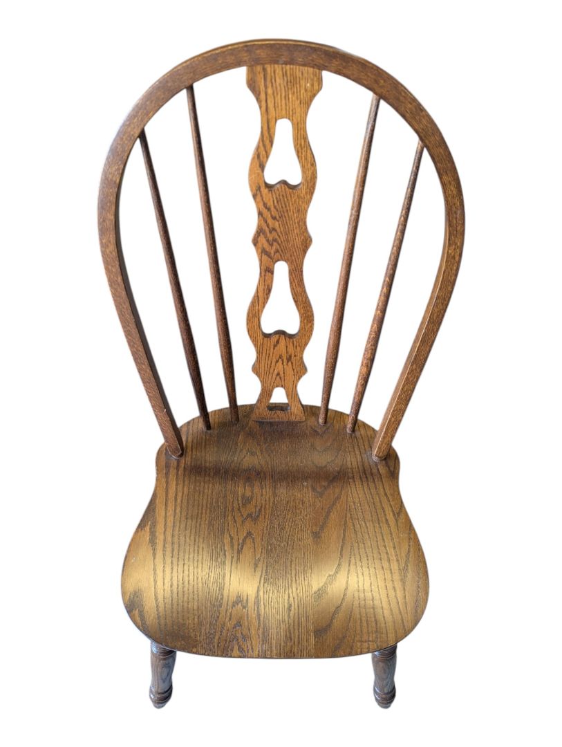 Set of 3 Vintage Oak Windsor Bow-Back Dining Chairs