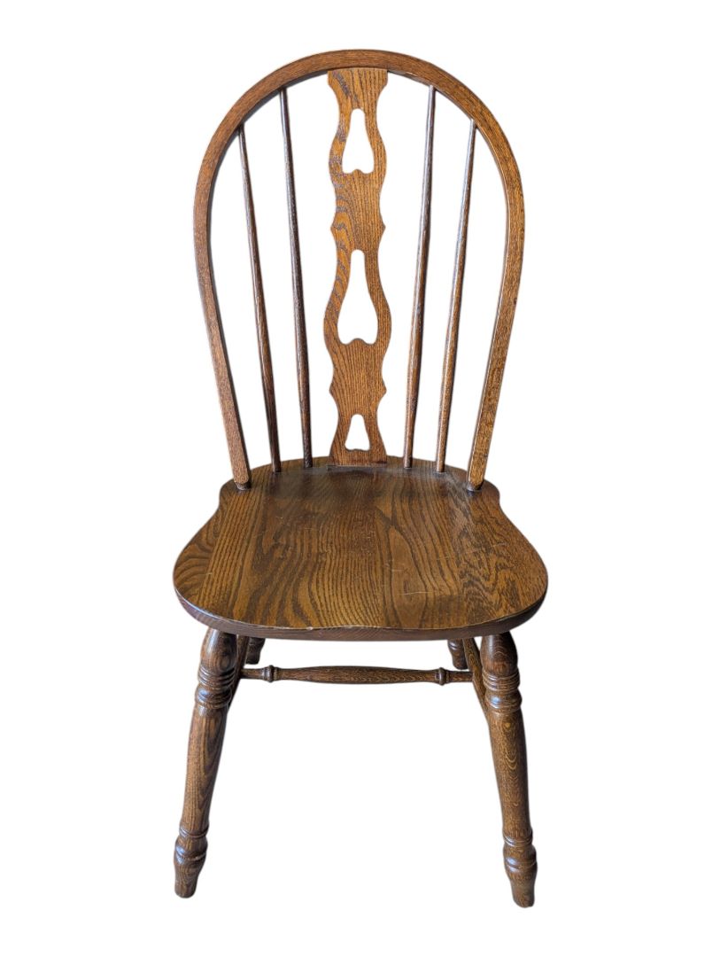 Set of 3 Vintage Oak Windsor Bow-Back Dining Chairs