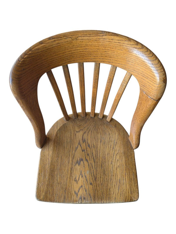Vintage Oak Curved Back Spindle Dining Chair