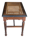 Vintage Wood & Woven Cane Rectangular Accent Table