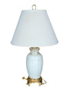 Vintage White Ceramic Table Lamp with Gold Accents