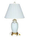 Vintage White Ceramic Table Lamp with Gold Accents