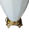 Vintage White Ceramic Table Lamp with Gold Accents
