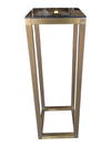 Modern Gold-Tone Metal Pedestal Stand with Black Glass Top