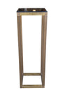 Modern Gold-Tone Metal Pedestal Stand with Black Glass Top