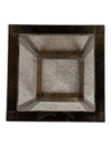Modern Gold-Tone Metal Pedestal Stand with Black Glass Top