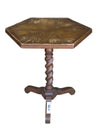 Vintage Hexagonal Wooden Pedestal Side Table with Barley Twist Column
