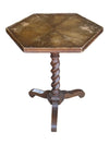 Vintage Hexagonal Wooden Pedestal Side Table with Barley Twist Column