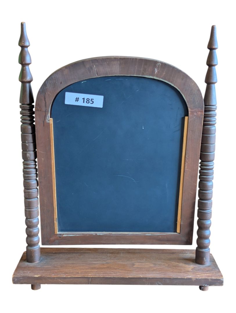Vintage Wooden Tabletop Mirror with Turned Spindle Posts