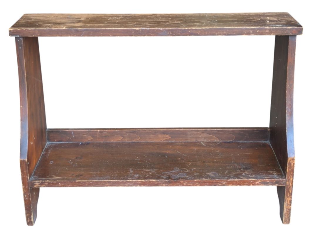 Vintage Rustic Wooden Two-Tier Open Shelf