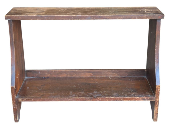 Vintage Rustic Wooden Two-Tier Open Shelf